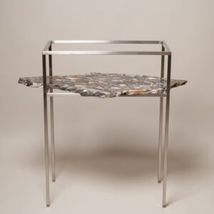 Stainless Steel and Marble Console
