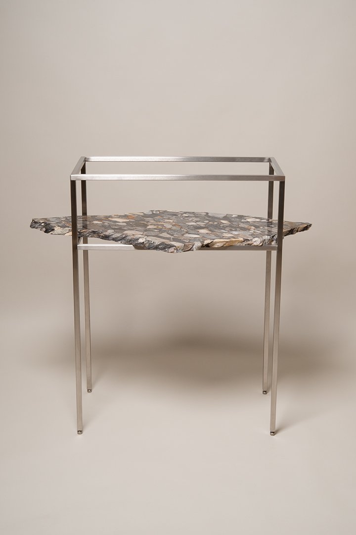Stainless Steel and Marble Console