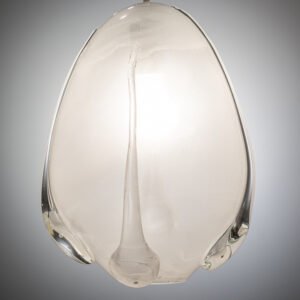 Unique Contemporary Hand-Made Mouth Blown Glass Pendant Light in White Colored Glass