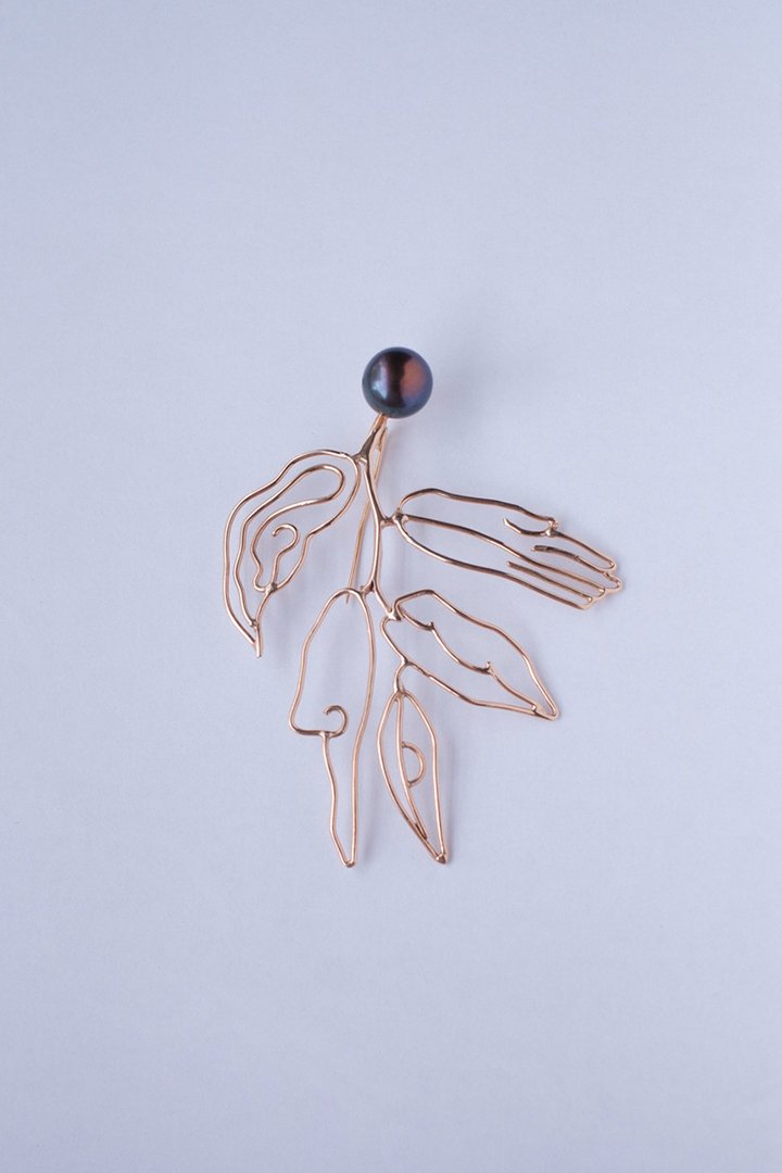 Unique Custom Made Hand Crafted Contemporary Design Sterling Silver or Gold & Pearl Brooch Pin