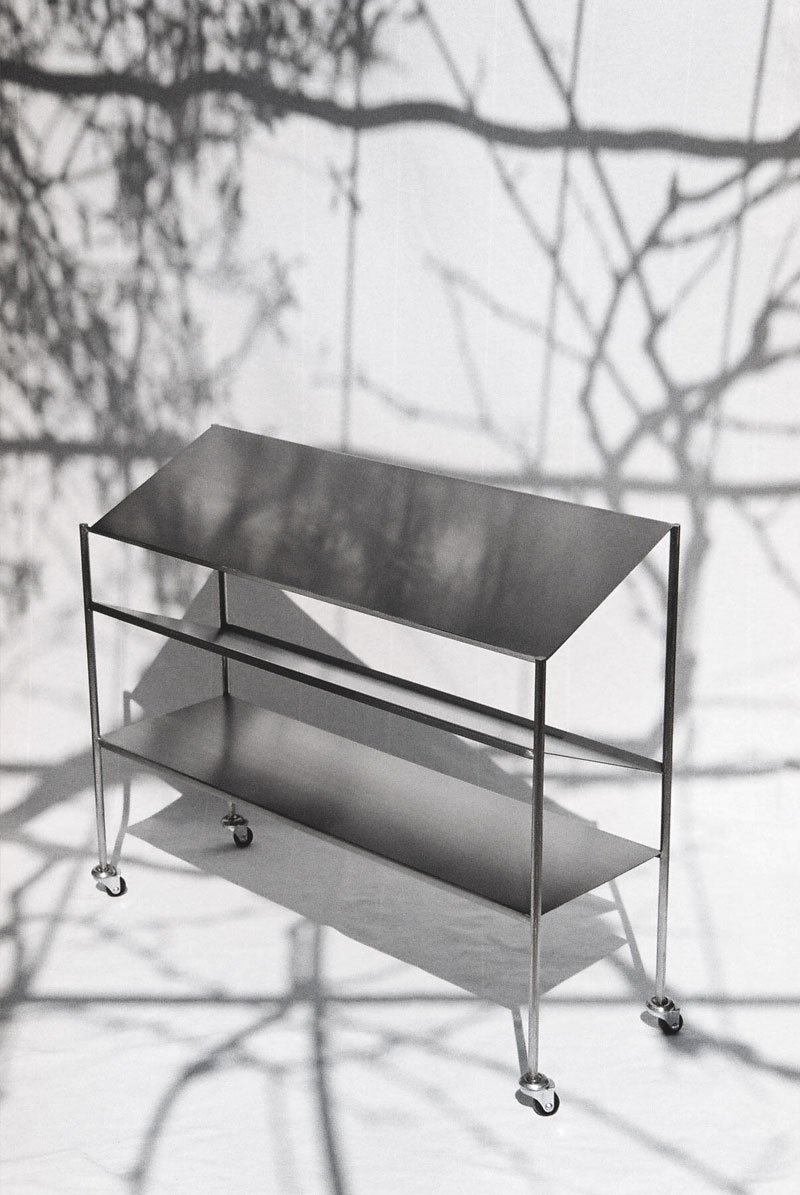 Contemporary Minimalist Design Stainless Steel Metal Bookshelf on wheels