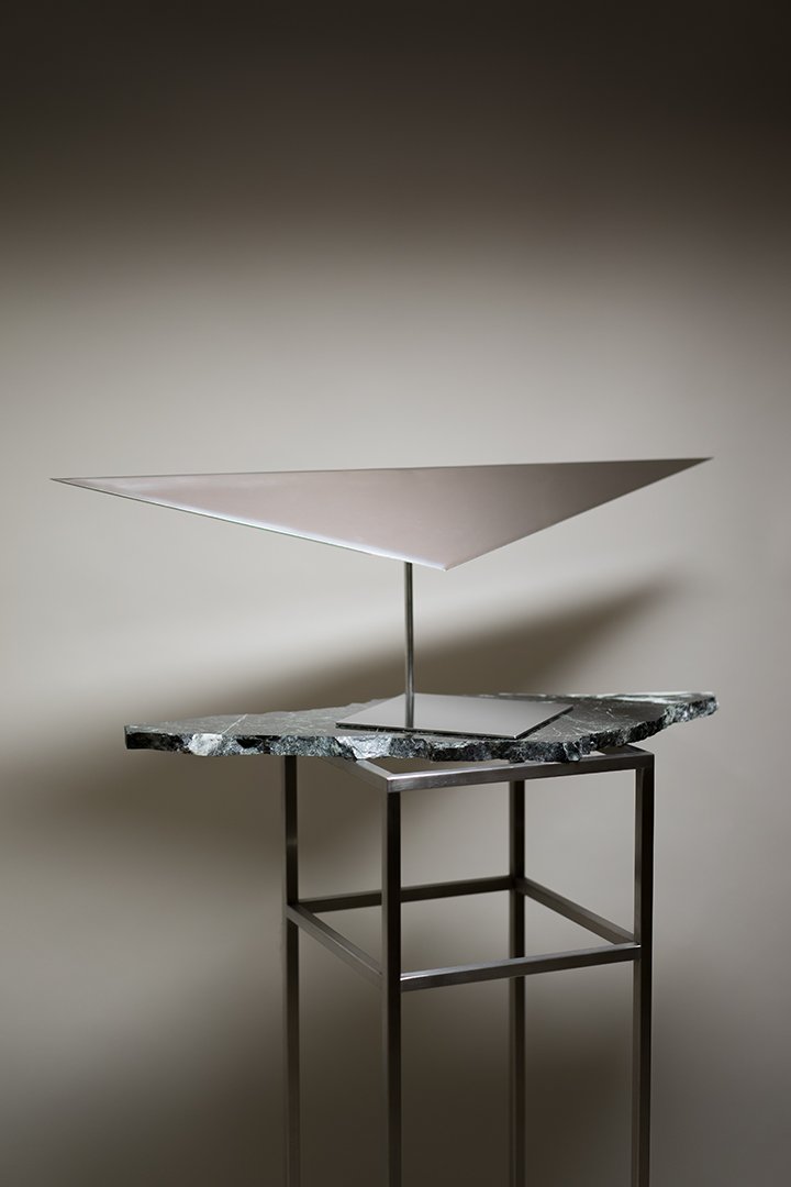 Stainless Steel Table Lamp with Reflective Mirror Finish