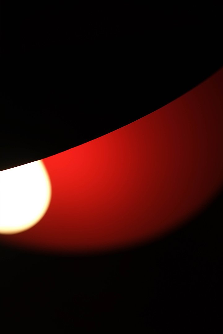 Red Color Stainless Steel Metal Hanging Lamp in Red Color and Brushed Stainless Finish