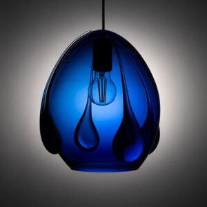 Mouth Blown Glass Pendant Blue Color