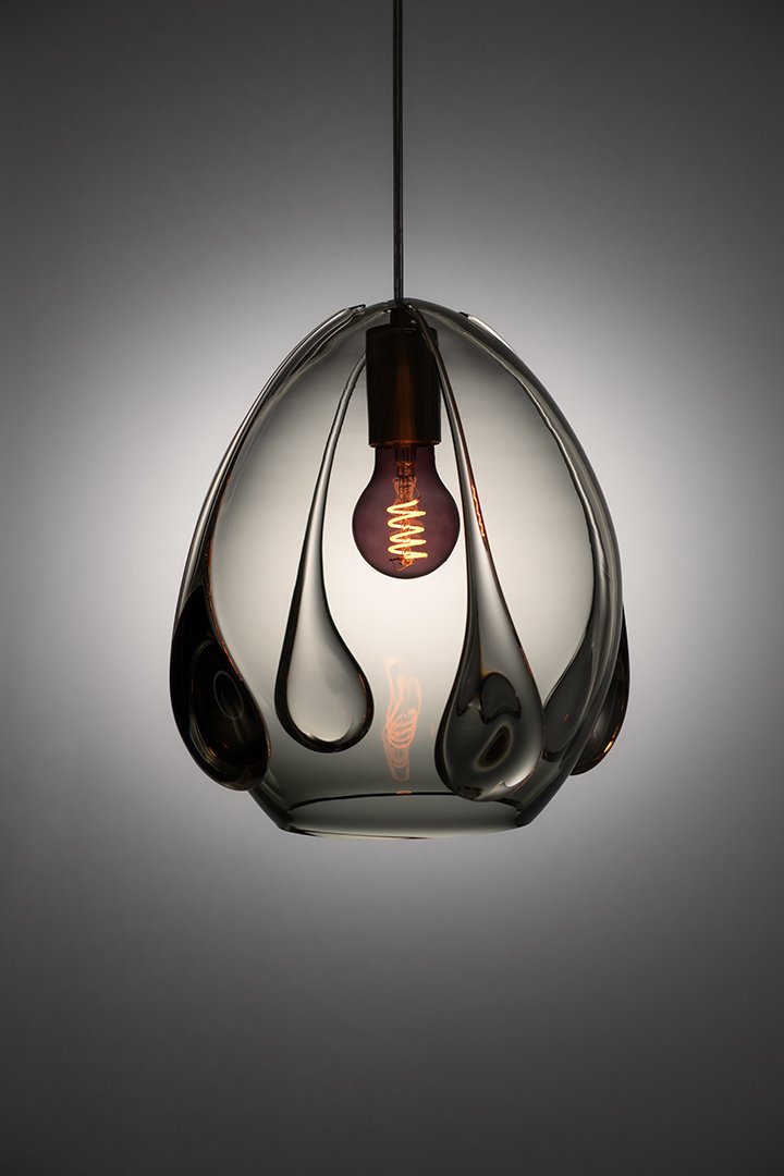 Mouth Blown Glass Pendant Light Grey
