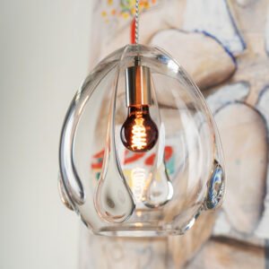 Mouth Blown Glass Pendant Clear Transparent