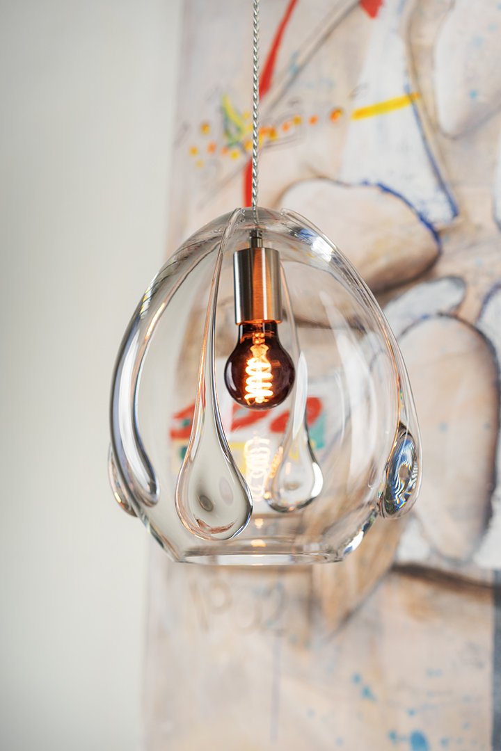 Mouth Blown Glass Pendant Clear Transparent