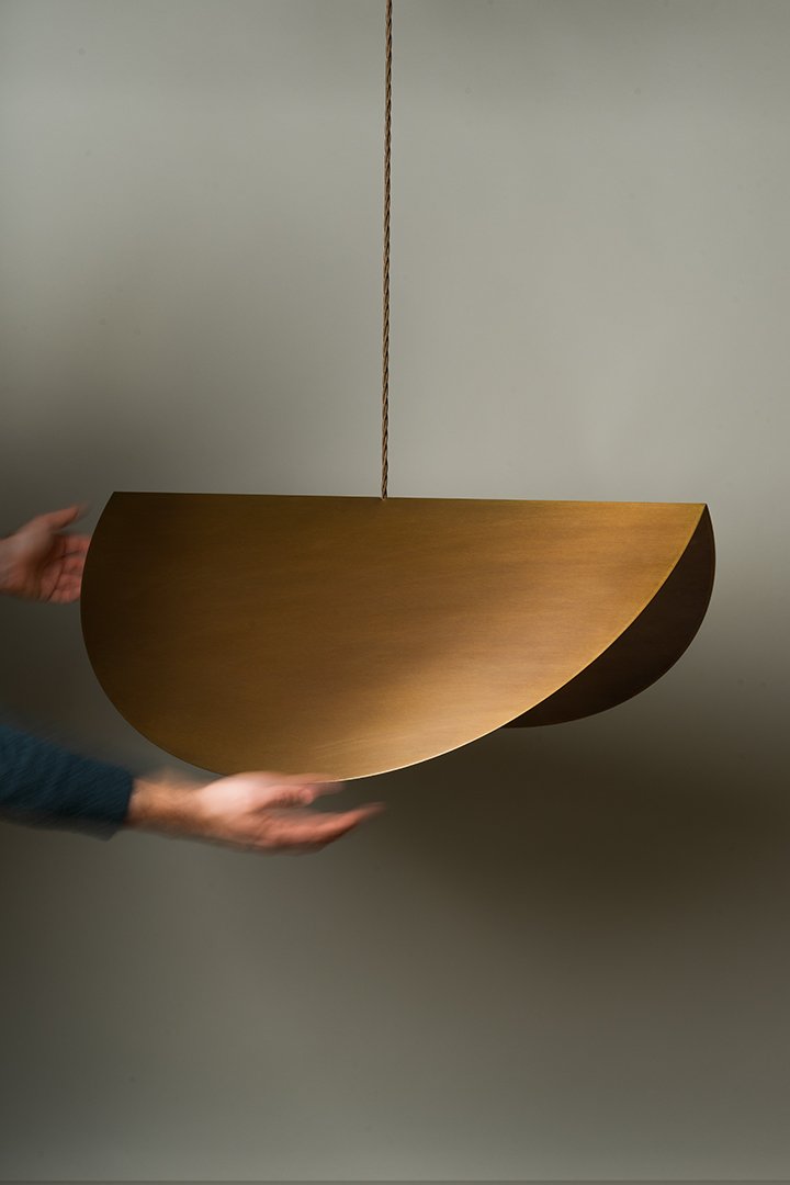 Patinated Brass Hanging Lamp