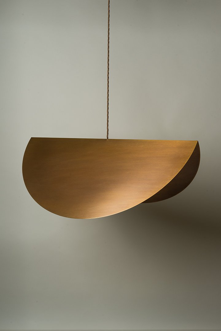 Patinated Brass Hanging Lamp