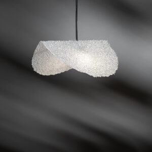 Hanging lamp in white textured glass