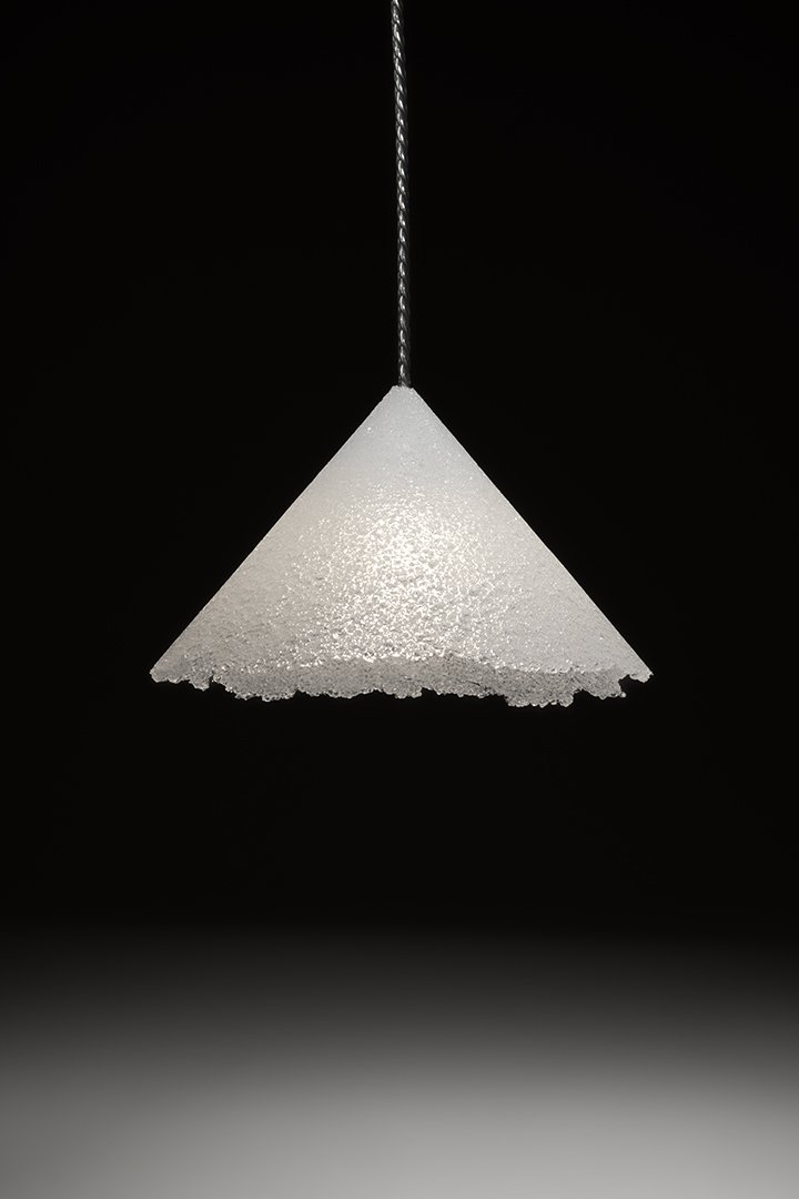 Hand made glass cone pendant lamp