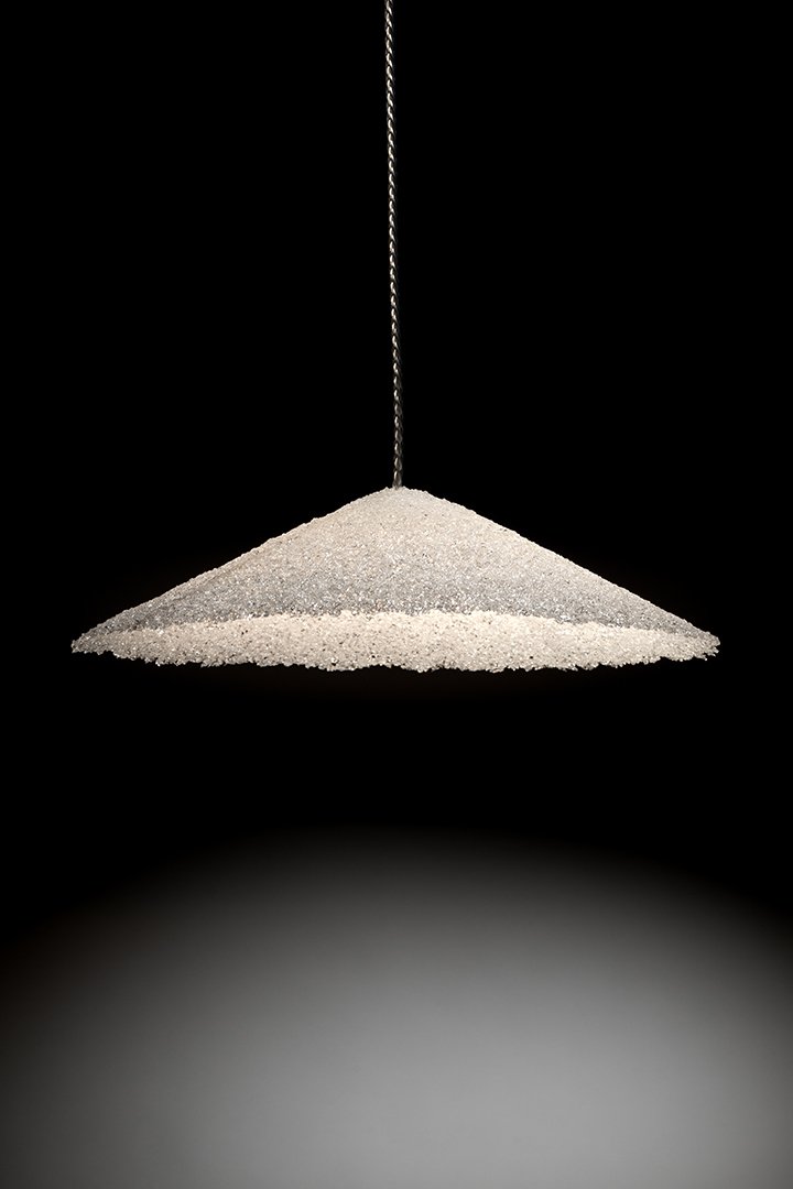Sculptural Pate De Verre Glass Cone Lamp