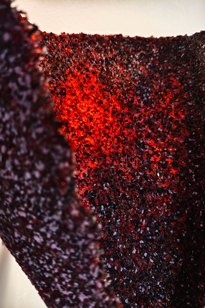 Hand made glass lighting in sculptural pate de verre glass
